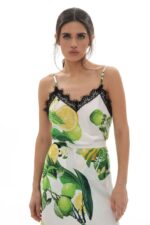 Leo Satin Top (White lemons)