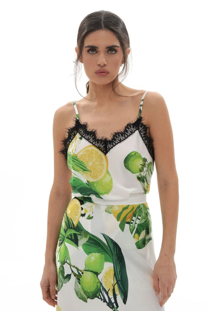Leo Satin Top (White lemons) - Image 1
