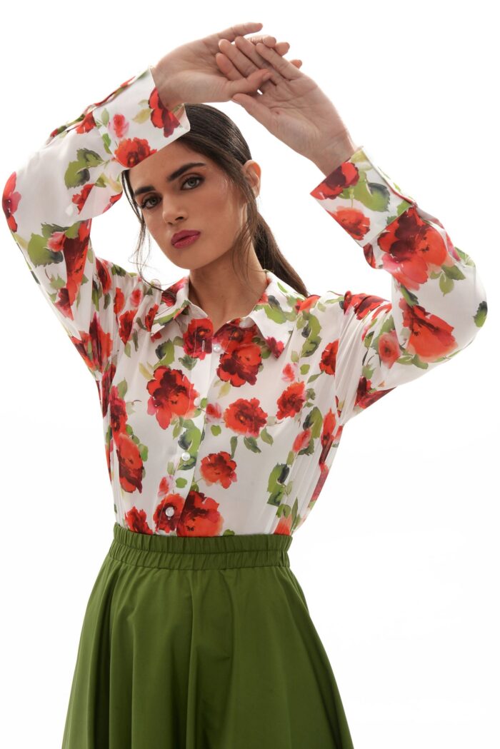 Areti Shirt (White roses) - Image 1
