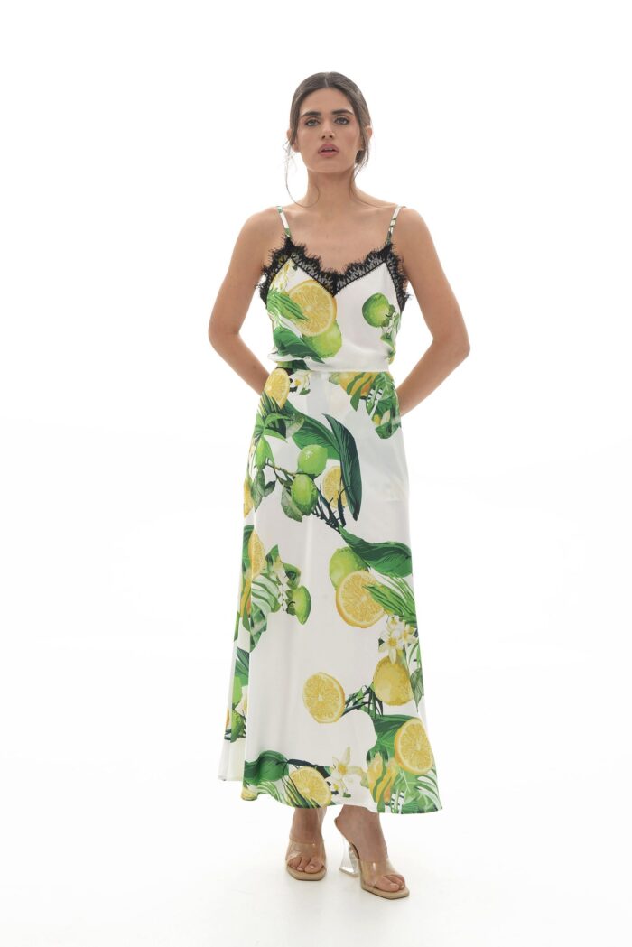 Yuli Satin Skirt (White lemons) - Image 3