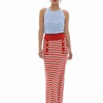 Elisavet striped sweatshirt skirt (Red)