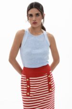 Elisavet striped sweatshirt skirt (Red) - Image 3