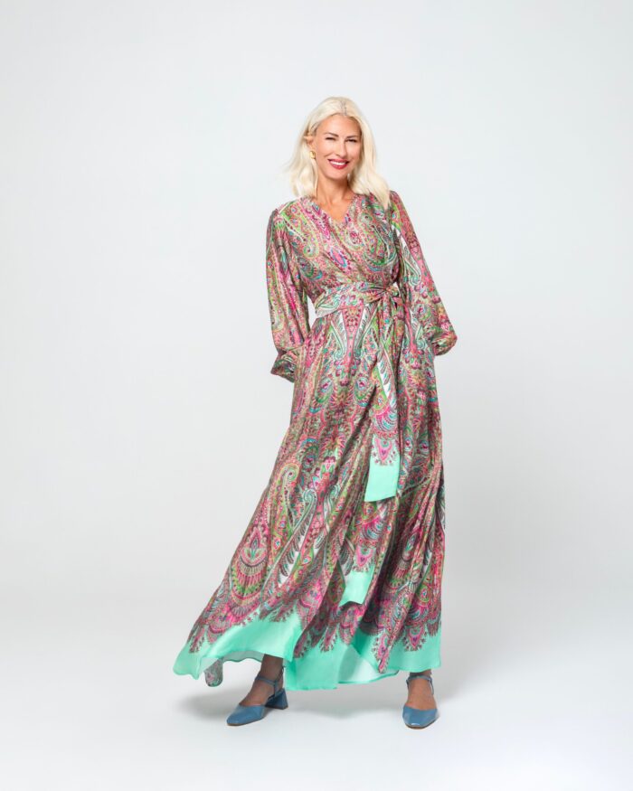 FOTINI LONG CROSSROAT SILK DRESS - Image 5