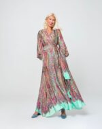 FOTINI LONG CROSSROAT SILK DRESS