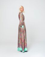FOTINI LONG CROSSROAT SILK DRESS - Image 3