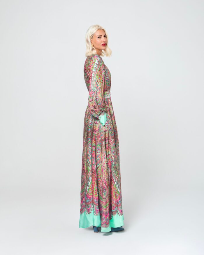 FOTINI LONG CROSSROAT SILK DRESS - Image 3