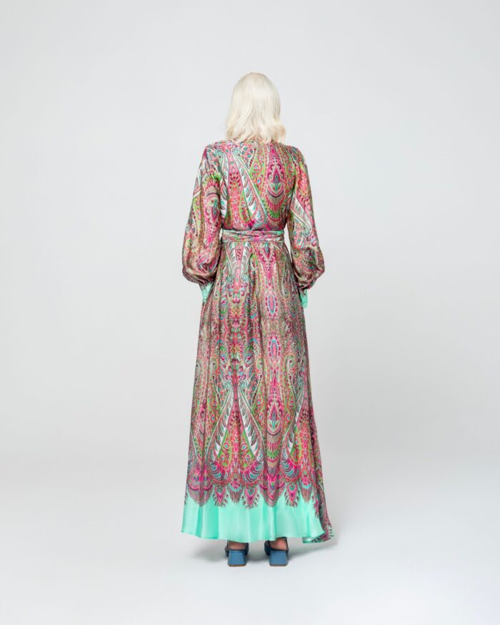 FOTINI LONG CROSSROAT SILK DRESS - Image 4