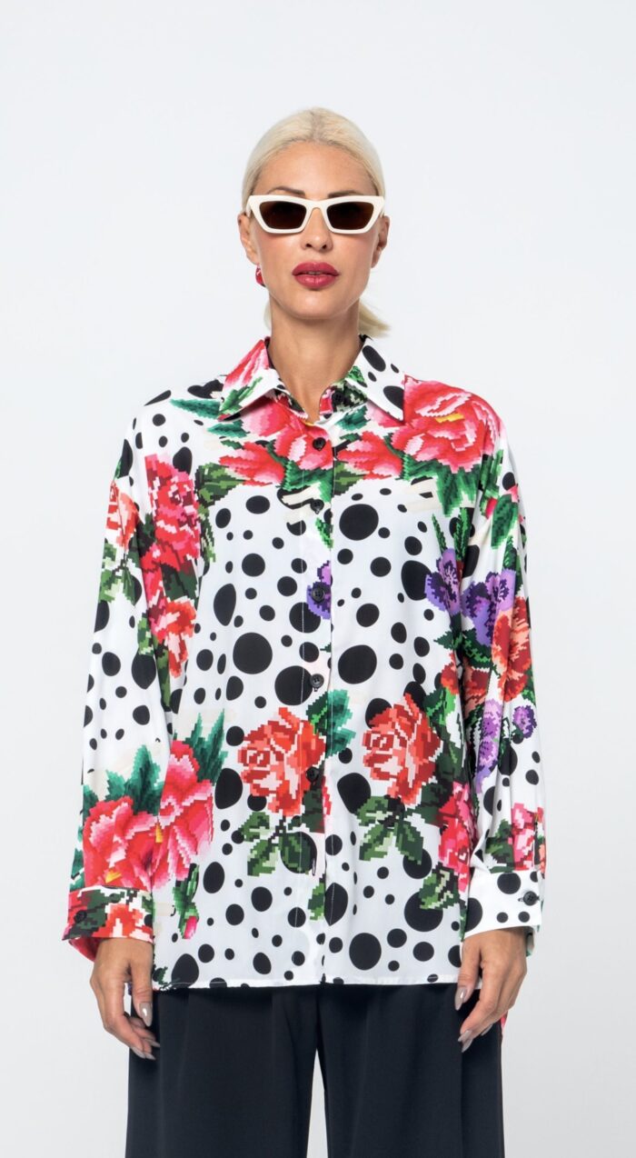 SOFI OVERSIZED SHIRT (WHITE/POLKA DOT) - Image 1