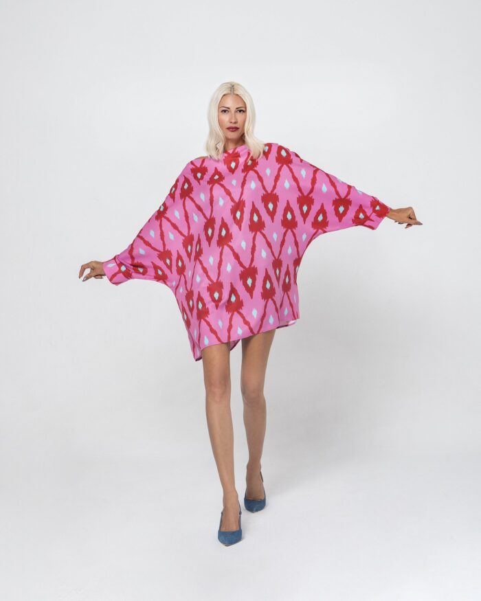 ALEXIS OVERSIZED MINI DRESS (ENERGY PINK) - Image 1