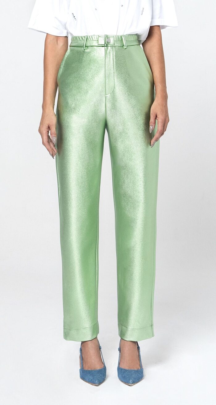 CINDY LAMINATE FABRIC TROUSERS (MINT) - Image 2