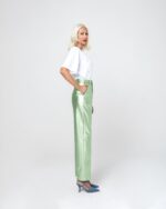 CINDY LAMINATE FABRIC TROUSERS (MINT) - Image 3