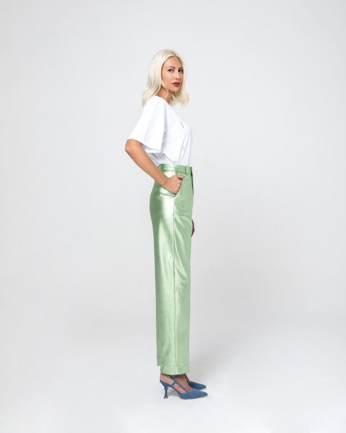 CINDY LAMINATE FABRIC TROUSERS (MINT) - Image 3