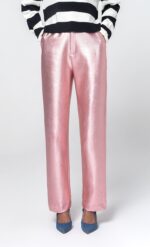 CINDY LAMINATE FABRIC TROUSERS (PINK) - Image 2