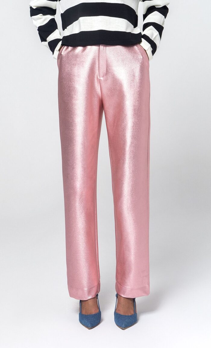 CINDY LAMINATE FABRIC TROUSERS (PINK) - Image 2