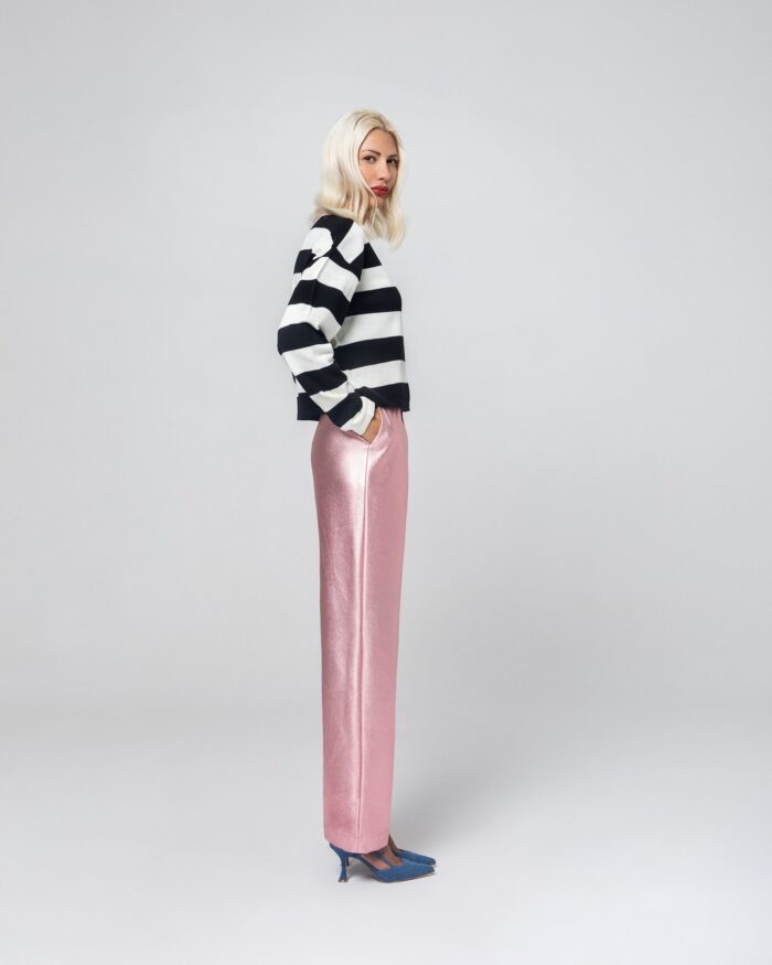 CINDY LAMINATE FABRIC TROUSERS (PINK) - Image 3