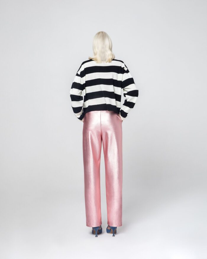 CINDY LAMINATE FABRIC TROUSERS (PINK) - Image 4