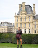 ANGELA LEATHER SHORT DRESS (DEGRADE BURGUNDY) - Image 4