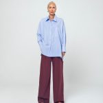 STELLA STRIPED TROUSERS (BURGUNDY)