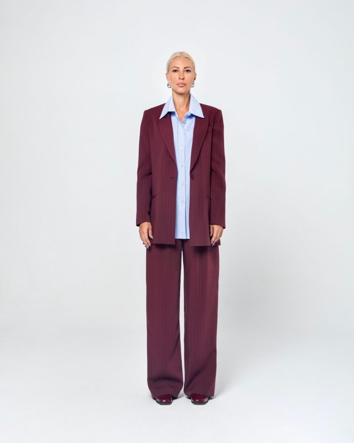 ERICA STRIPED JACKET (BURGUNDY) - Image 5