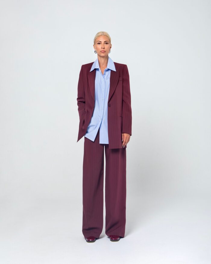 ERICA STRIPED JACKET (BURGUNDY) - Image 2