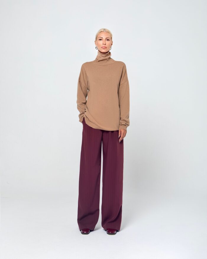 STELLA STRIPED TROUSES (BURGUNDY) - Image 5