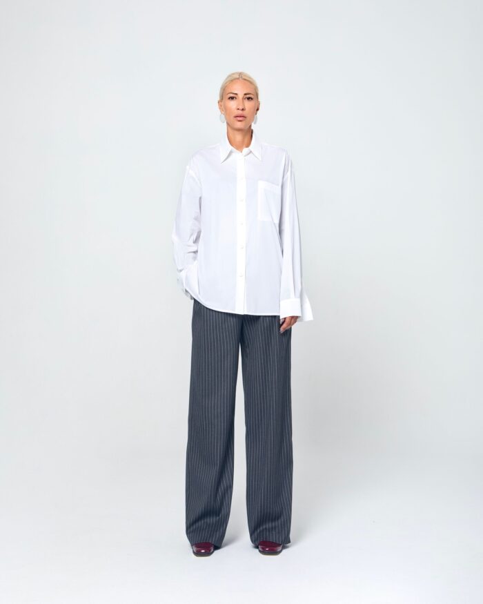 MINA STRIPED TROUSES (GRAY/WHITE) - Image 2