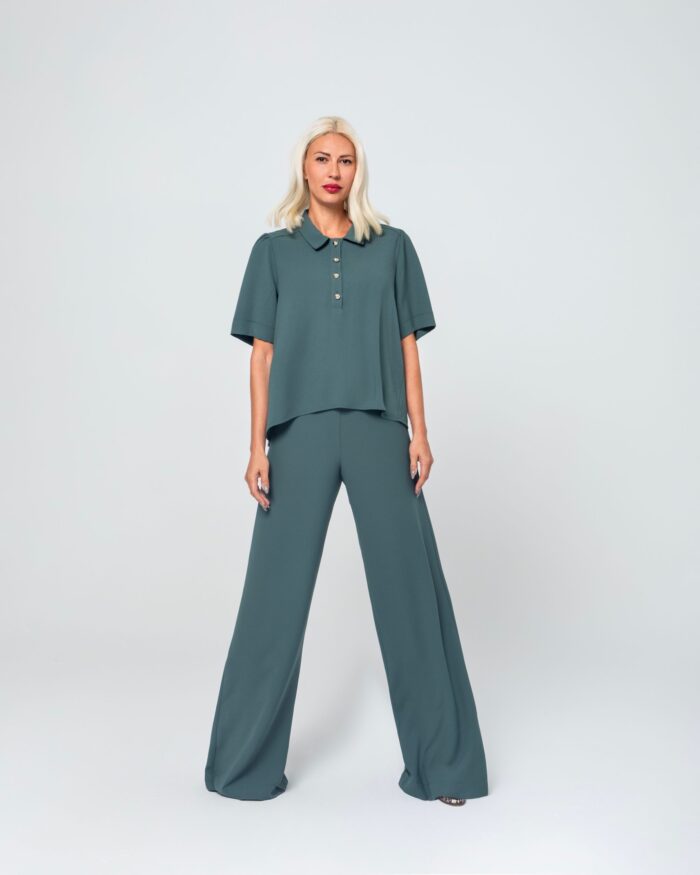 NORA  BLOUSE WITH GOLDEN BUTTONS (OLIVE) - Image 3