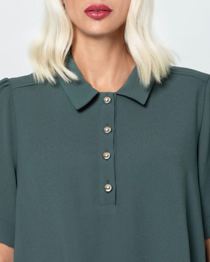 NORA  BLOUSE WITH GOLDEN BUTTONS (OLIVE) - Image 2