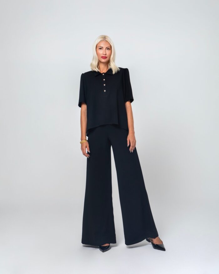 NORA  BLOUSE WITH GOLDEN BUTTONS (BLACK) - Image 3