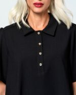 NORA BLOUSE WITH GOLDEN BUTTONS (BLACK) - Image 2