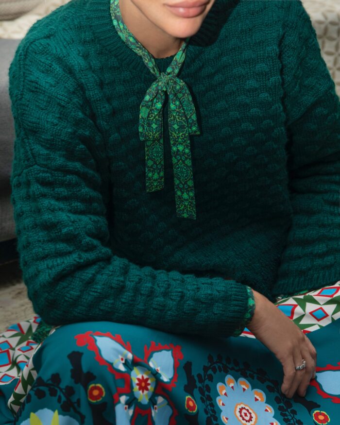 SONIA OVERSIZED KNITTED BLOUSE (GREEN) - Image 3