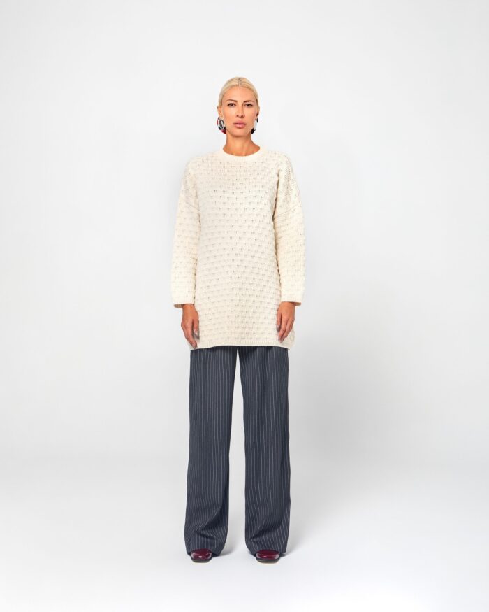 SONIA OVERSIZED KNITTED BLOUSE (CREAM) - Image 2