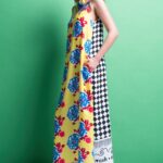 'TINA' TWO-TONE DRESS WITH CHECK BACK (YELLOW)