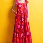 'ALIKY' MIDI DRESS WITH EMBROIDERED STRAPS