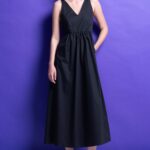 'VICTORIA' COTTON MIDI DRESS (BLACK)