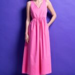 'VICTORIA' COTTON MIDI DRESS (PINK)