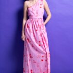 'HOLLY' ONE-SHOULDER MIDI DRESS (PINK)