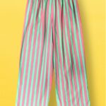 “ELLY” CROPPED COTTON TROUSERS (STRIPED PINK/GREEN) MAMOUSH