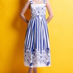 'MIRA' STRIPED MIDI DRESS (BLUE STRIPES)