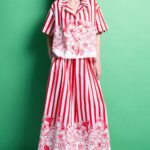 'MIRIAM' STRIPED MIDI SKIRT (RED STRIPES)