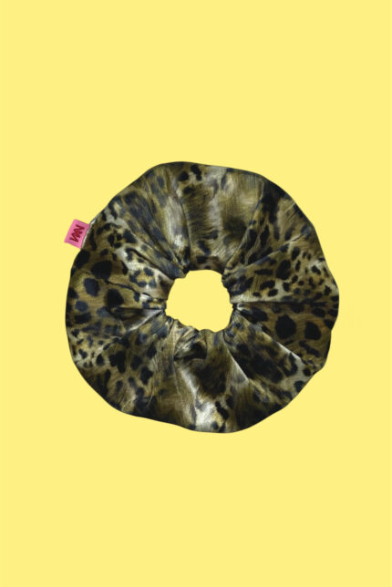 SCRUNCHIES VELVET ANIMAL PRINT (OLIVE)
