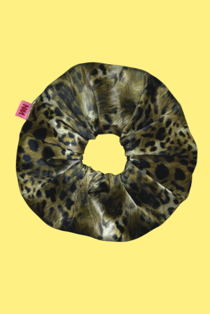 SCRUNCHIES VELVET (OLIVE/ANIMAL PRINT)