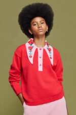 'DORIS' KNITTED BLOUSE (RED) - Image 2