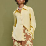 'KAIA' SATIN SHIRT (PALE YELLOW)