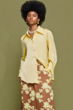 'KAIA' SATIN SHIRT (PALE YELLOW)