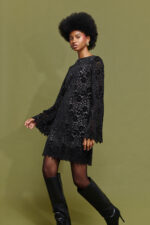 'ELLIANA' ΜΙΝΙ ΦΟΡΕΜΑ ΑΠΟ ΔΑΝΤΕΛΑ ΜΕ ΒΕΛΟΥΔΟ (BLACK) - Image 6