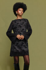 'ELLIANA' ΜΙΝΙ ΦΟΡΕΜΑ ΑΠΟ ΔΑΝΤΕΛΑ ΜΕ ΒΕΛΟΥΔΟ (BLACK) - Image 2