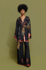 'TESSA' SHORT KIMONO (BLACK PALM TREE) - Image 2