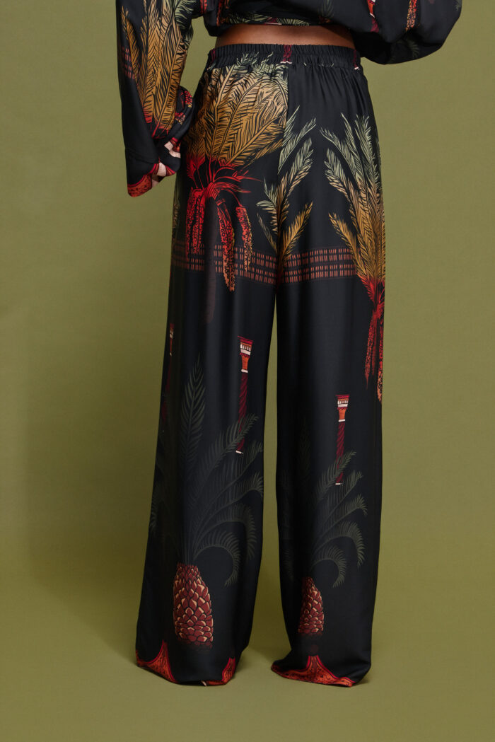 'SOFIA' PRINTED TROUSERS (BLACK PALM TREE) - Image 3