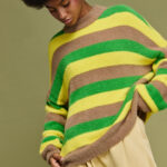 'ARTEMIS' KNITTED STRIPED BLOUSE